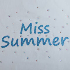 Blue Green MIss Summer Tee with Sequins Short Sleeve T-Shirt 2