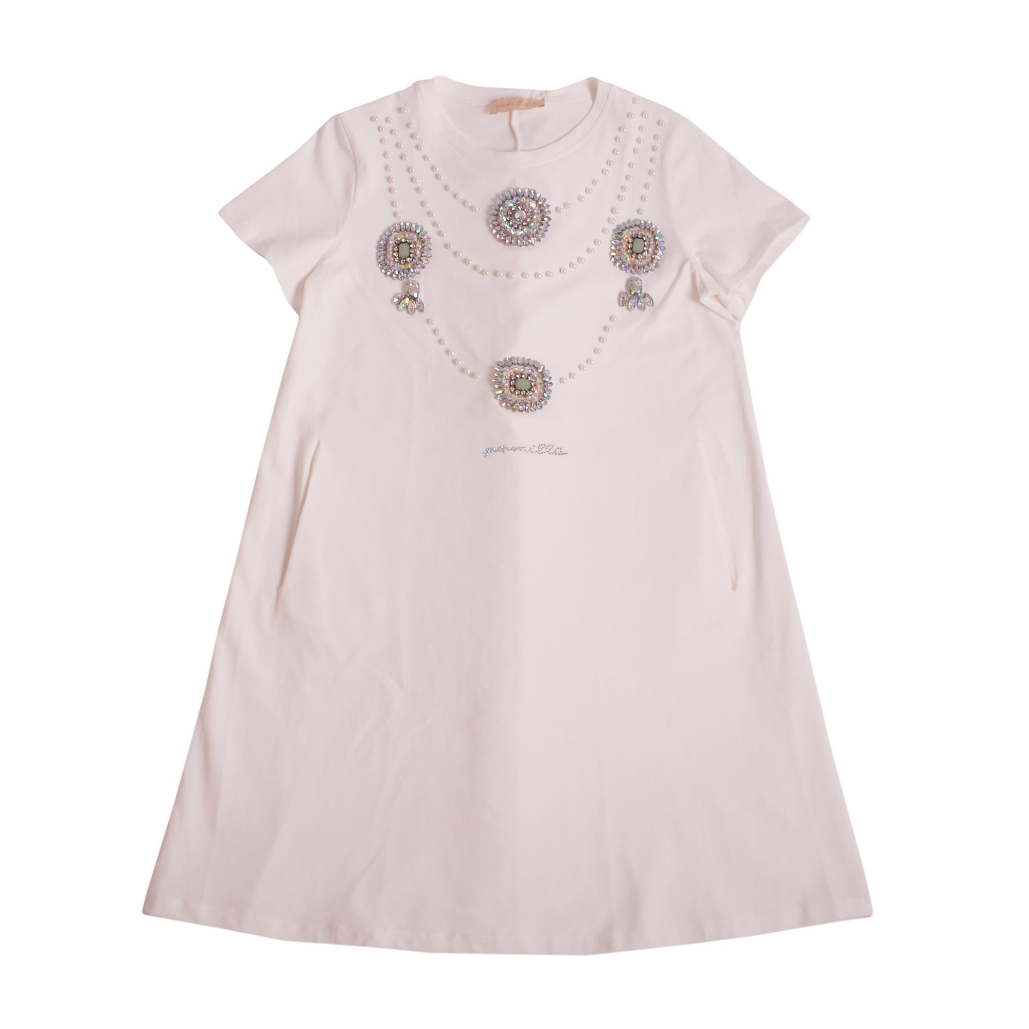 White Beads and gems Dress 1