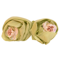 Pink Green Ivory Green Roses Hairband 2