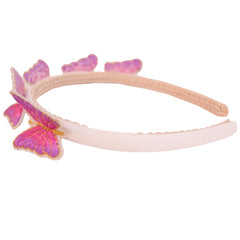 White Pink Butterfly Embroidery Hairband 1