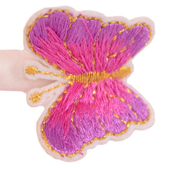 White Pink Butterfly Embroidery Hairband 2