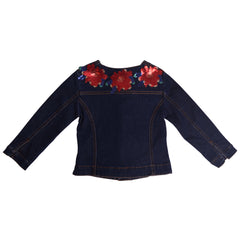 Navy Blue Sequined Flower Jacket 3