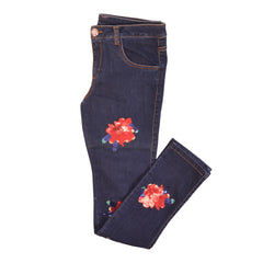 Blue Embroidered Rose Jeans 1
