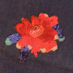Blue Embroidered Rose Jeans 2