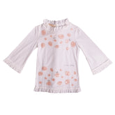 White Emroidered Pink Polka Long Sleeve T-Shirt 1