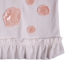 White Embroidered Pink Polka Long Sleeve T-Shirt 2
