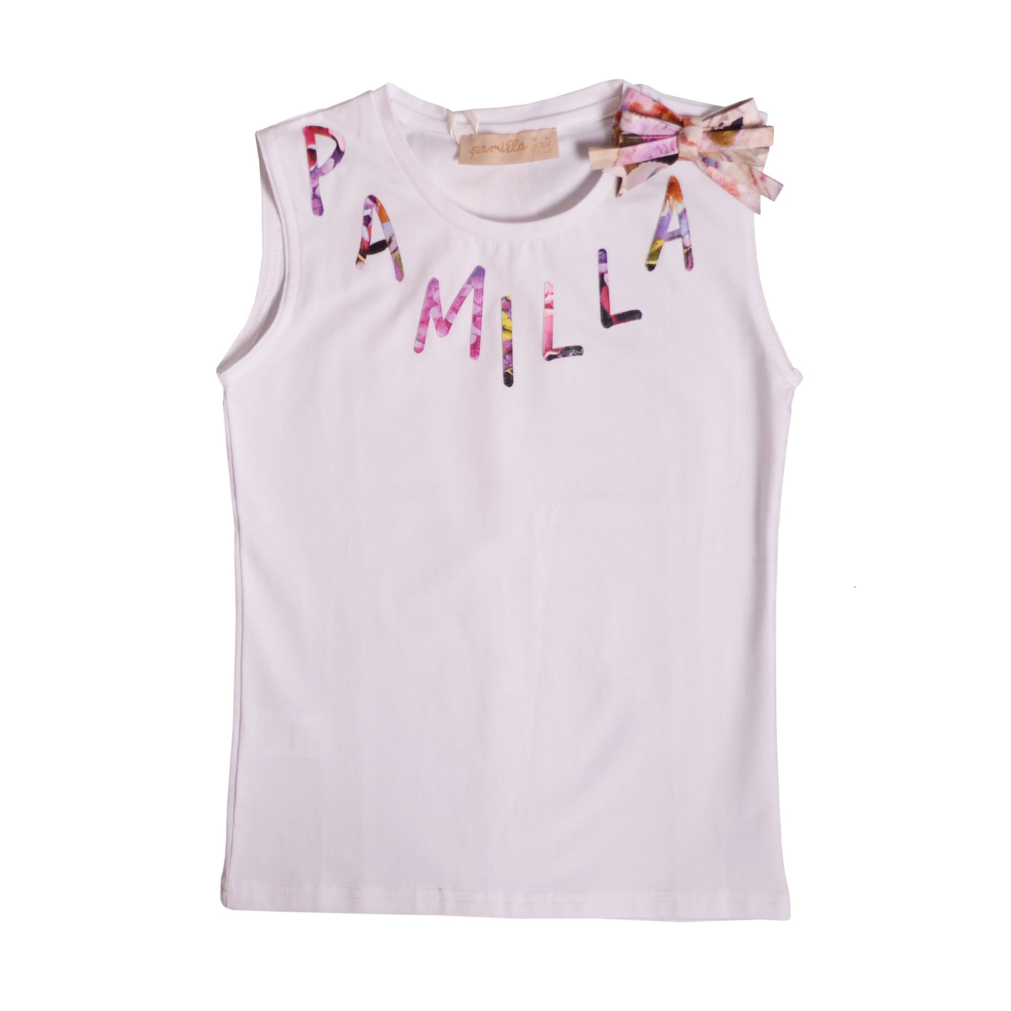 White Pamilla Ribbon Sleeveless T-Shirt 1