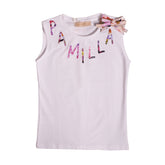 White Pamilla Ribbon Sleeveless T-Shirt 1