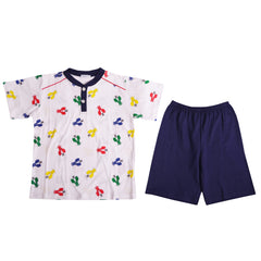 White Blue Red Yellow Green Multi-Colored Scooter Pyjamas 1