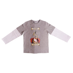 Gray White Red Guitar and Roses Long Sleeve Long Sleeve T-Shirt 1
