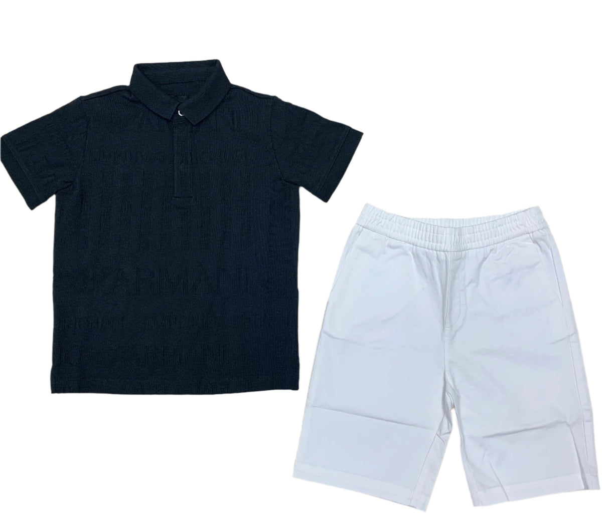 AOP 'Emporio Armani' Ribbed Polo Top and Short Set