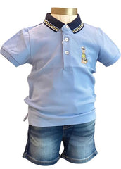 Navy Dog Sticker Design Shirt and Short Set