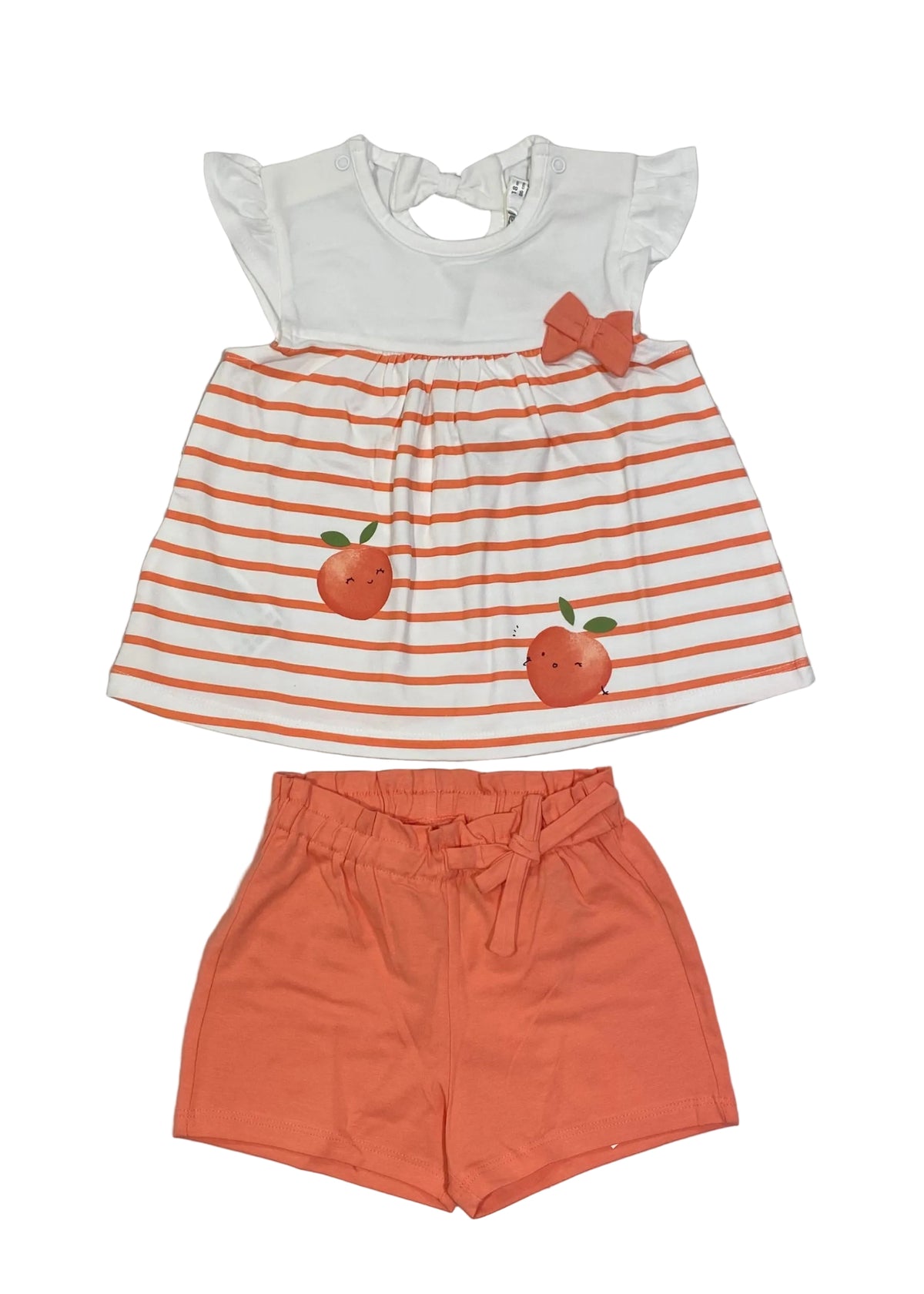 Mayoral Orange Stripe with Cherry Print Top and Short Set