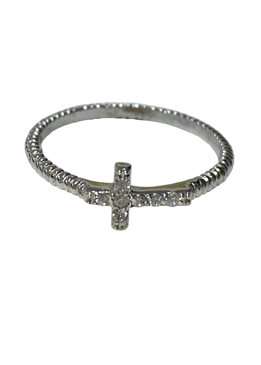 Silver Cross Spark Ring