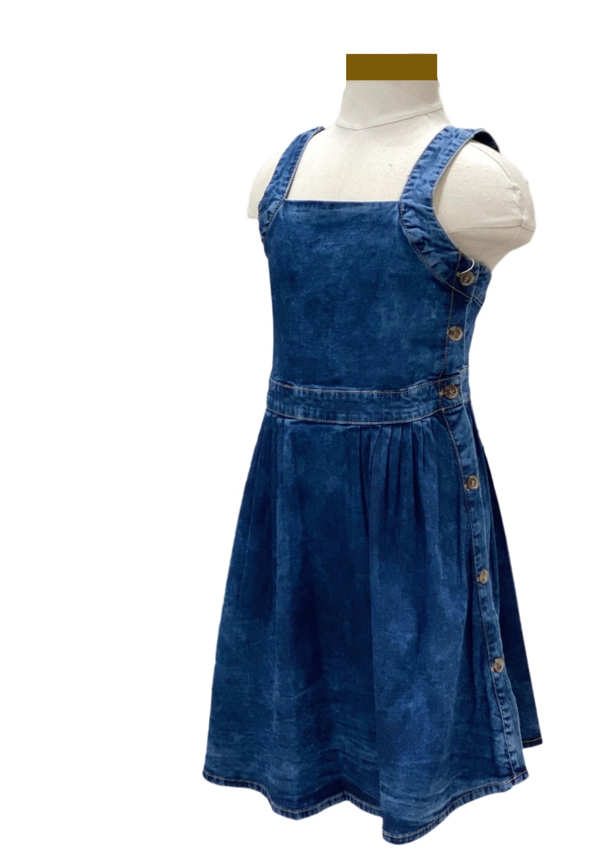 Blue Denim Square Neckline Strap Dress