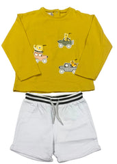 Mayoral Mustard Animal Print Long Sleeve and Short Set