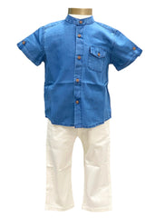 Chinese Collar Button Down Shirt and Pants Set