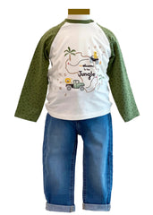 'Welcome to the Jungle' Writing Print Top with Pants