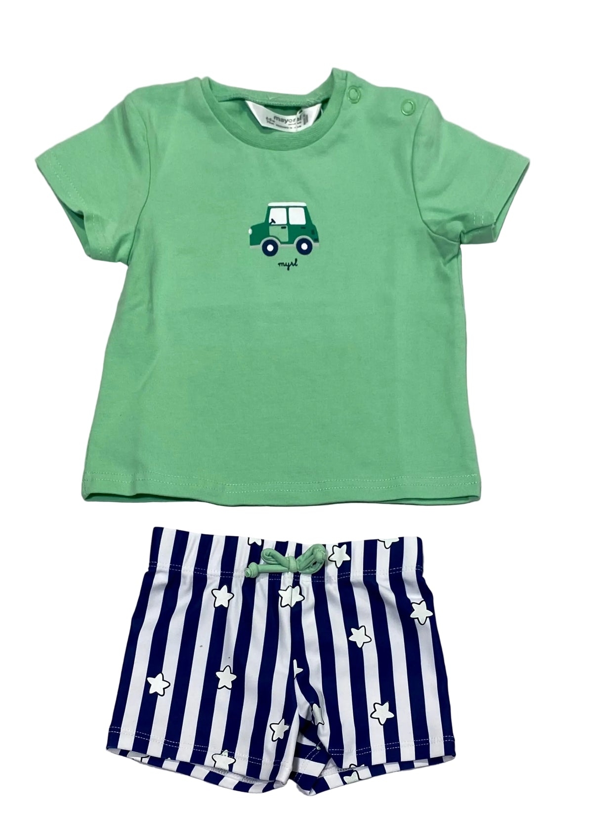 Mayoral Car Print Top and Swim short Set
