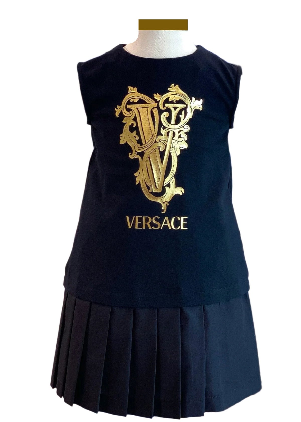 Golden Versace Black Sleeveless Dress