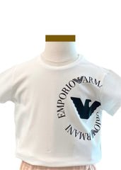 'Emporio Armani' Logo Left Side Print T-Shirt