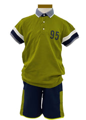 Pattern Collar Polo Top and Short Set