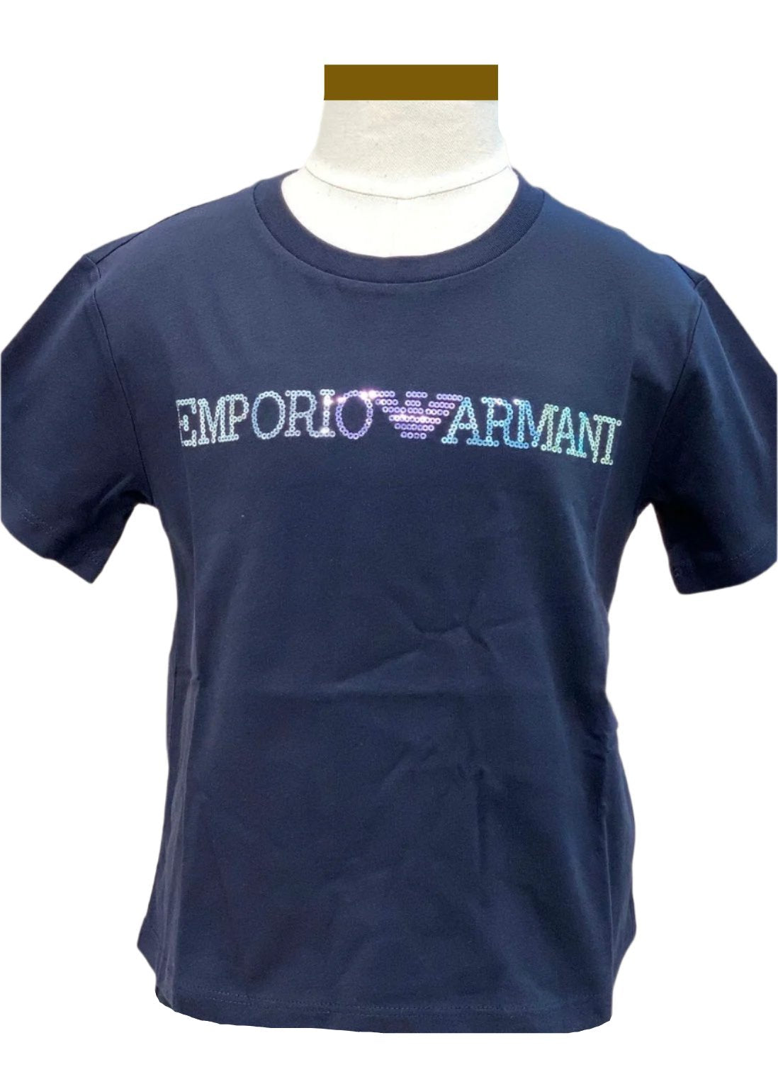 Rainbow Sequins 'EMPORIO ARMANI' Logo T-Shirt