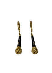 Black Microphone Lever back Earring