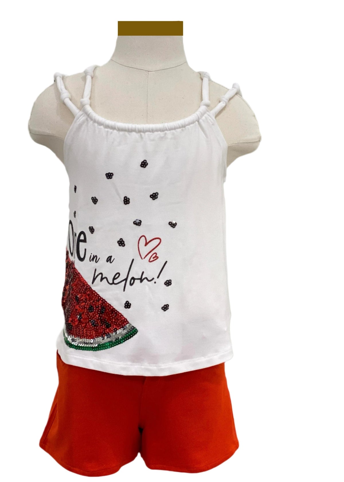 Watermelon Sequins Design Top and Short Set