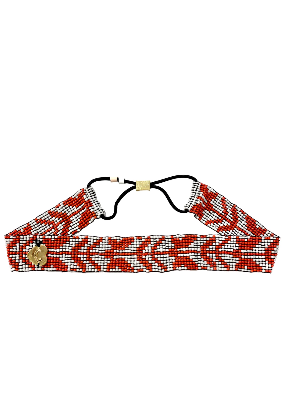 Red, White Beaded Headband