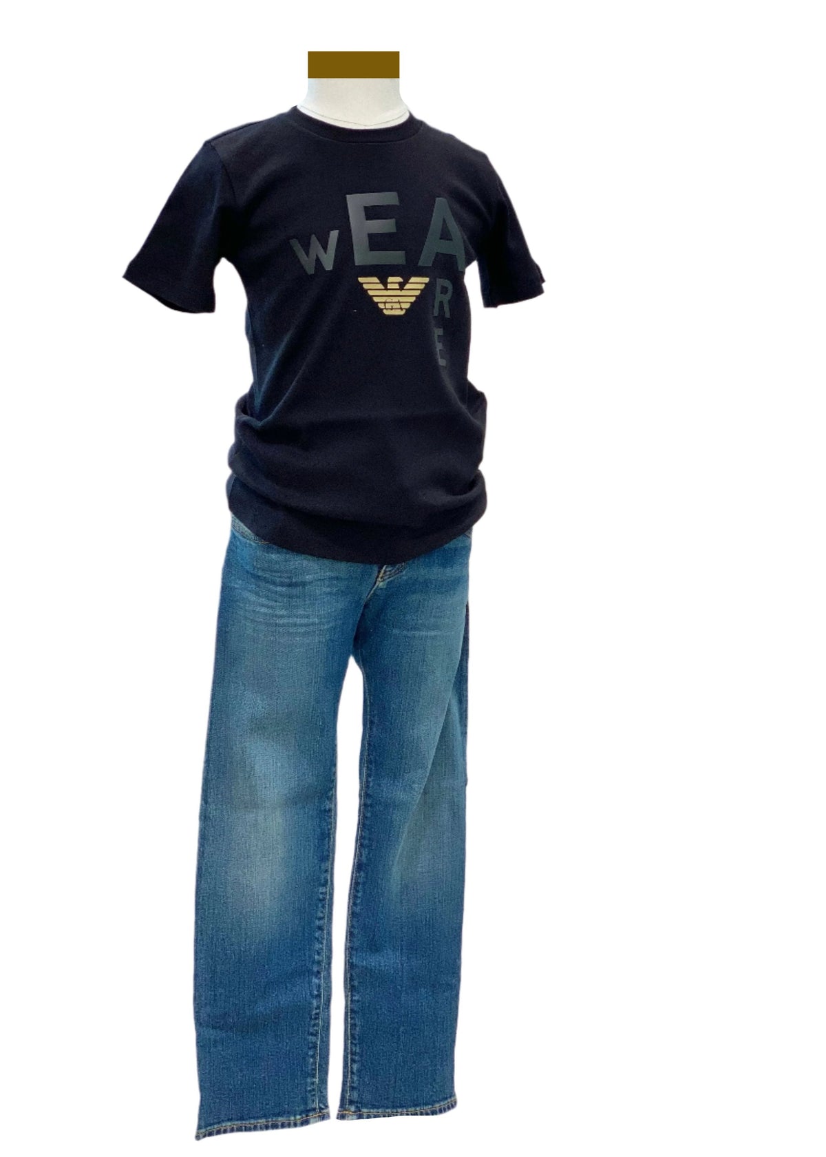 wE Are 'GA' Eagle Logo Top and Denim Pants Set