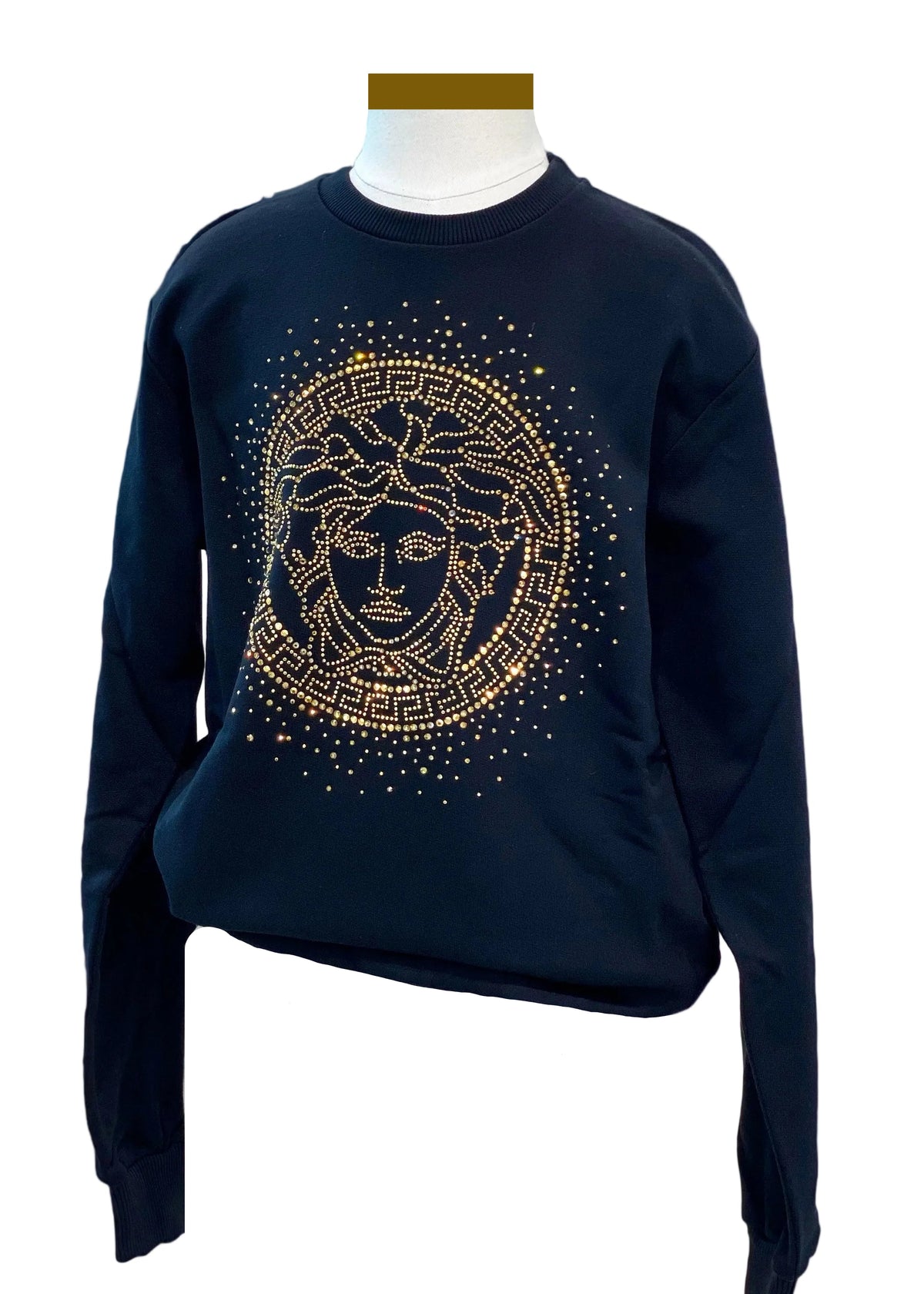Young Versace Golden Medusa Logo Black Sweater
