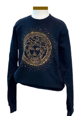 Young Versace Golden Medusa Logo Black Sweater