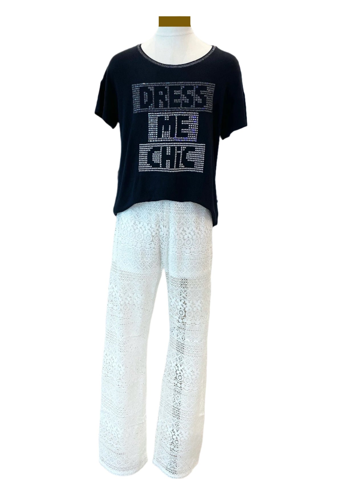 Black White Dress Me Chic Top Design with Trouser Set