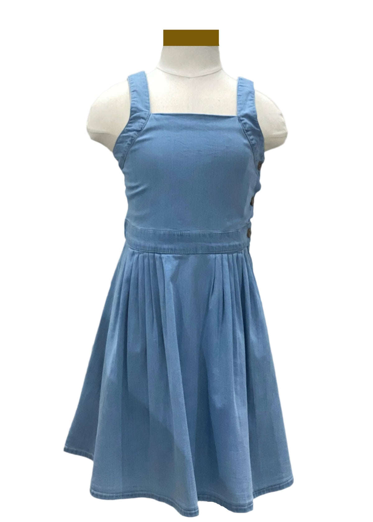 Square Neckline Denim Strap Dress