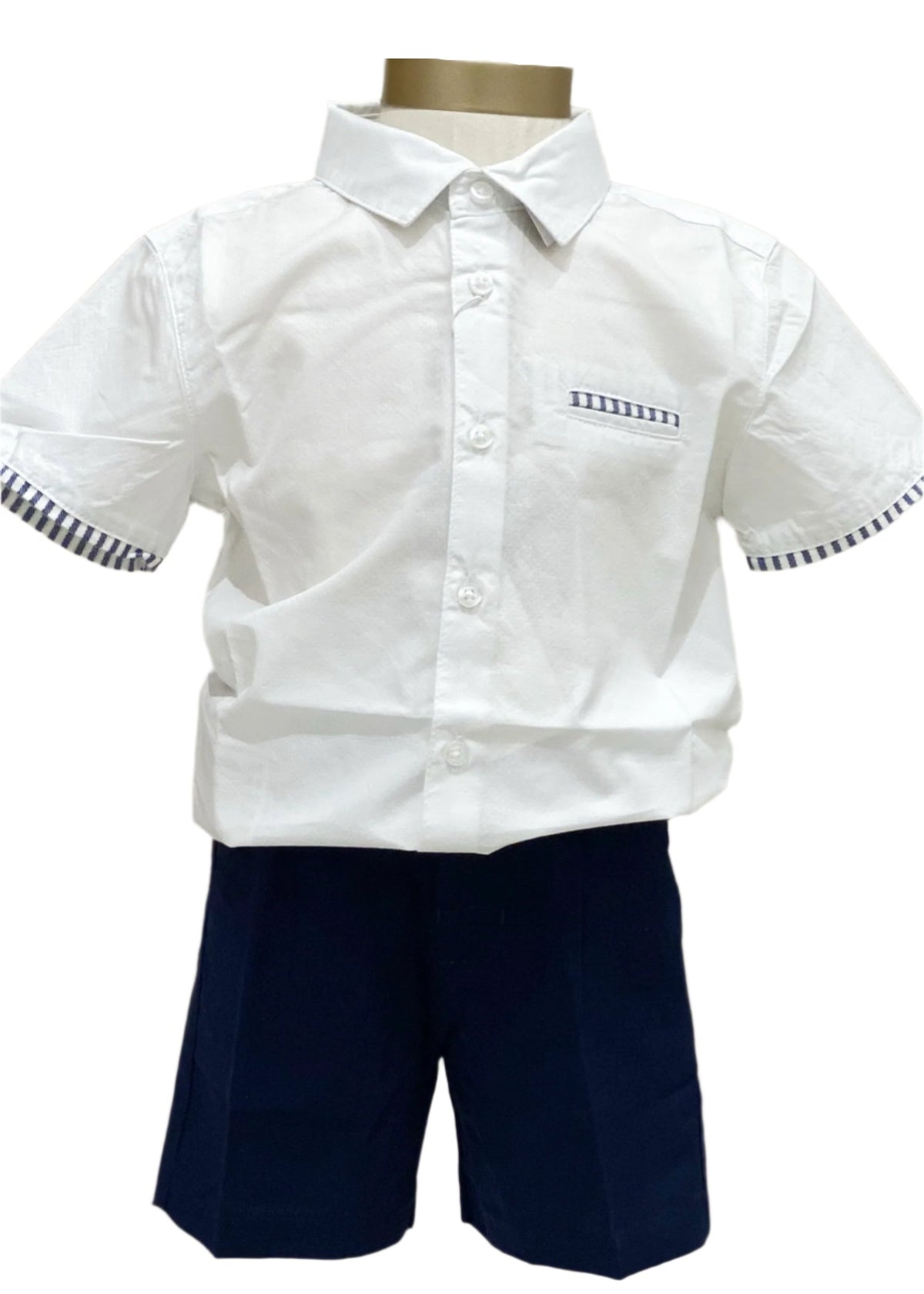 Button Shirt with Stripe Detail and Short Set