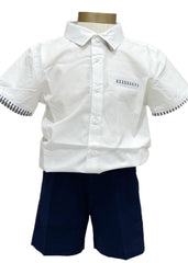 Button Shirt with Stripe Detail and Short Set