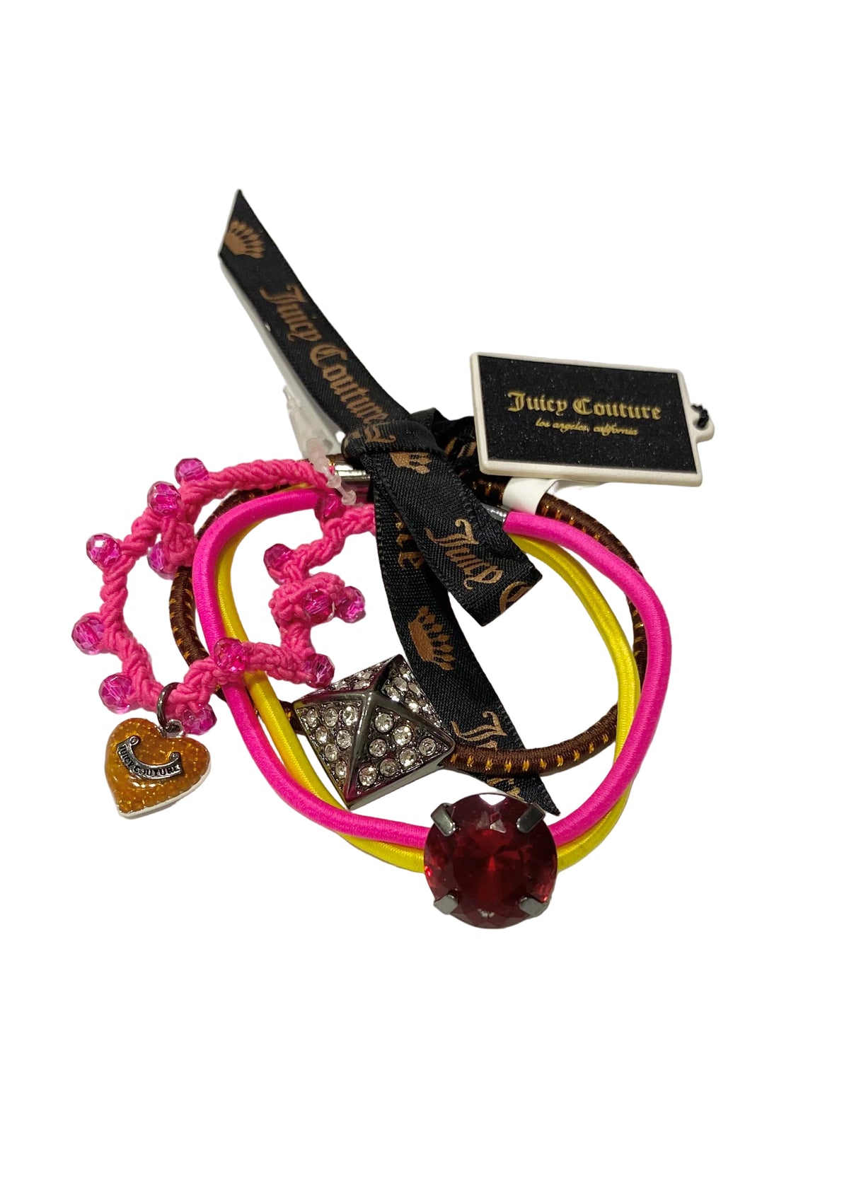 Yellow, Pink Brown Charmy Hair Elastics