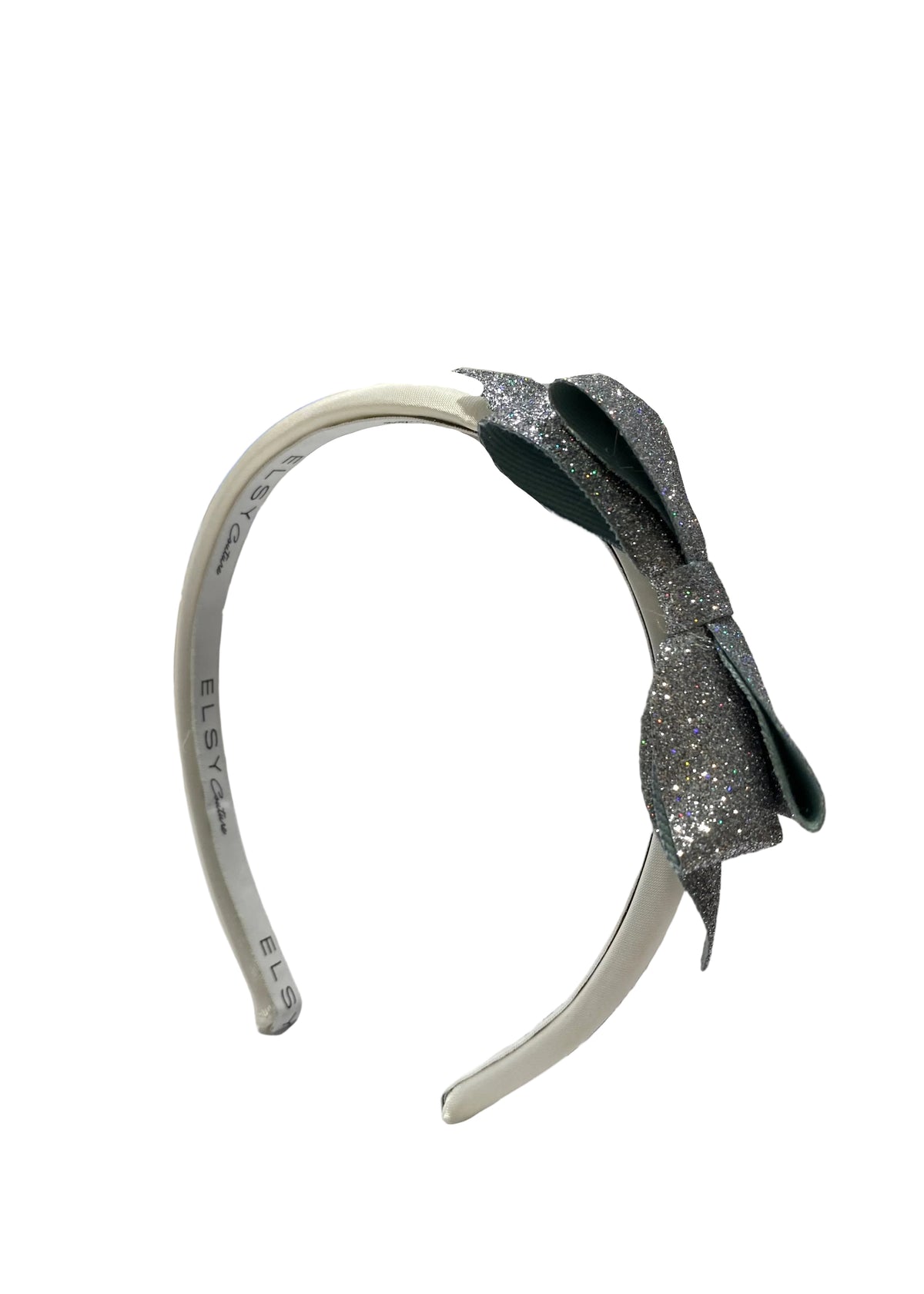 Glittered Silver Bow Hairband