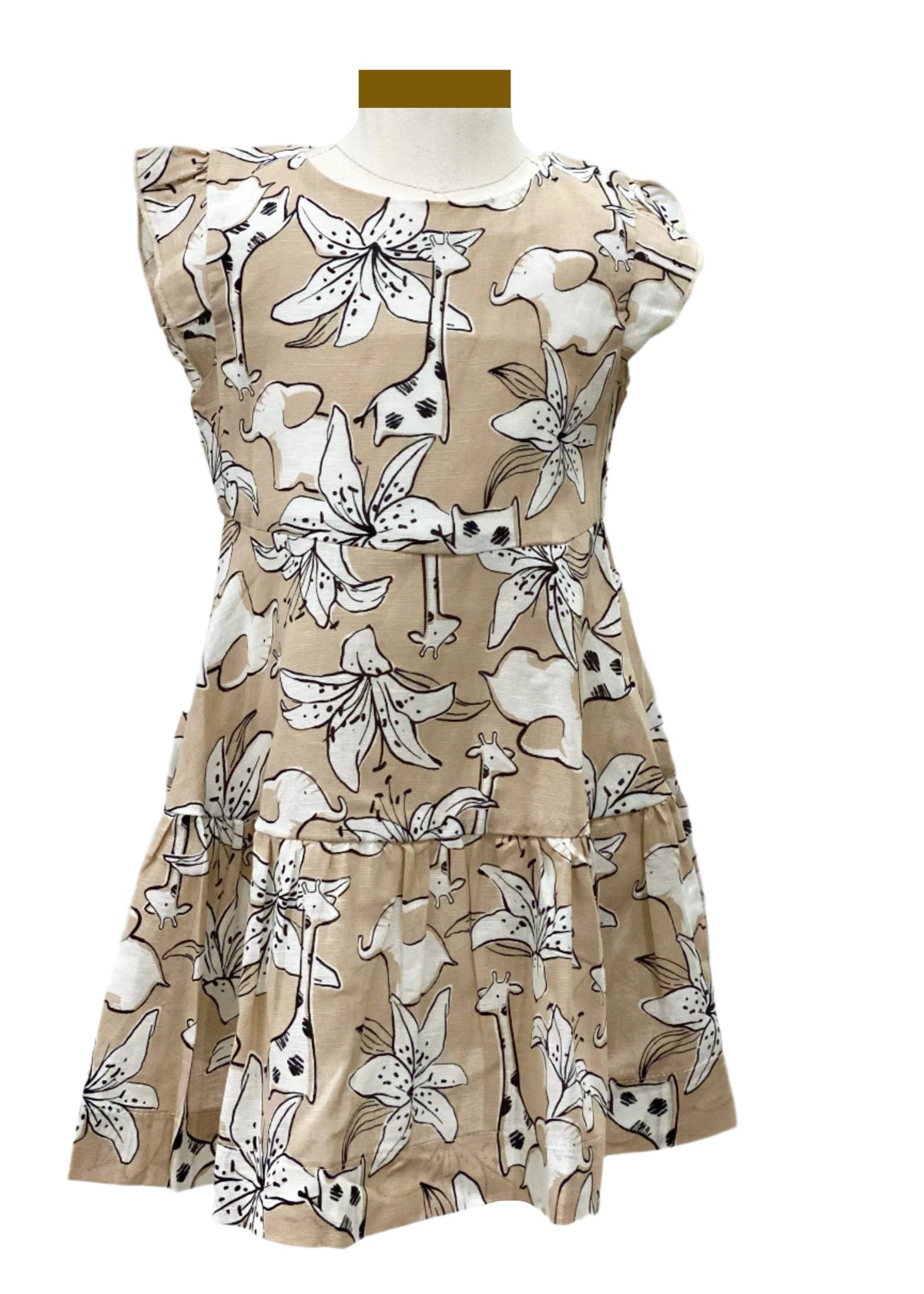 Ruffle Sleeves Giraffe Printed Dress