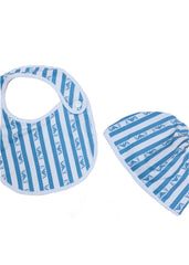 Hat and Bib Set with Stripes and AOP Brand Logo Design