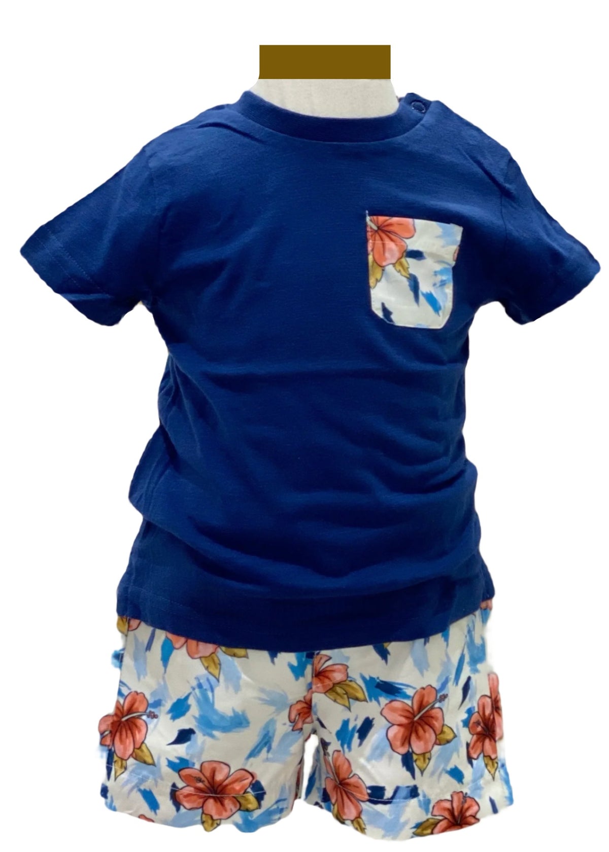 Hibiscus Printed Top and Swim Short Set