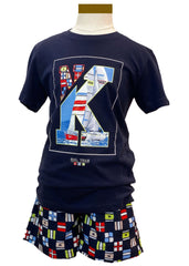 'NK' Sailboat Design Top and Short Set