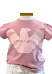 Large Pink 'Emporio Armani' Eagle Logo T-Shirt