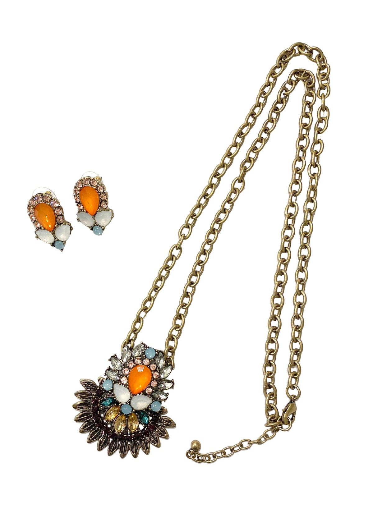 Peacock Seashell Necklace and Earring Set