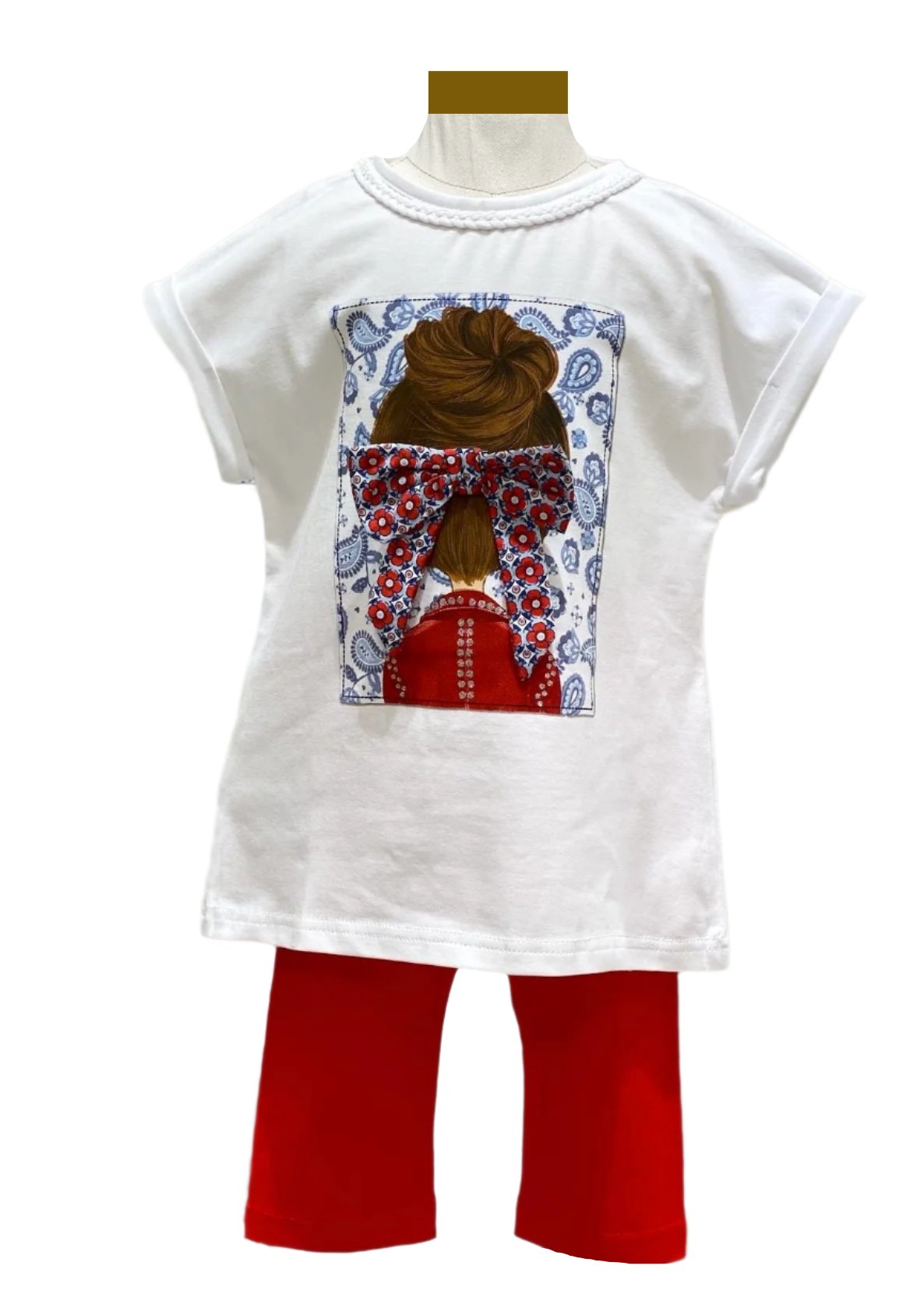 Red Ribbon Applique Top and Legging Set