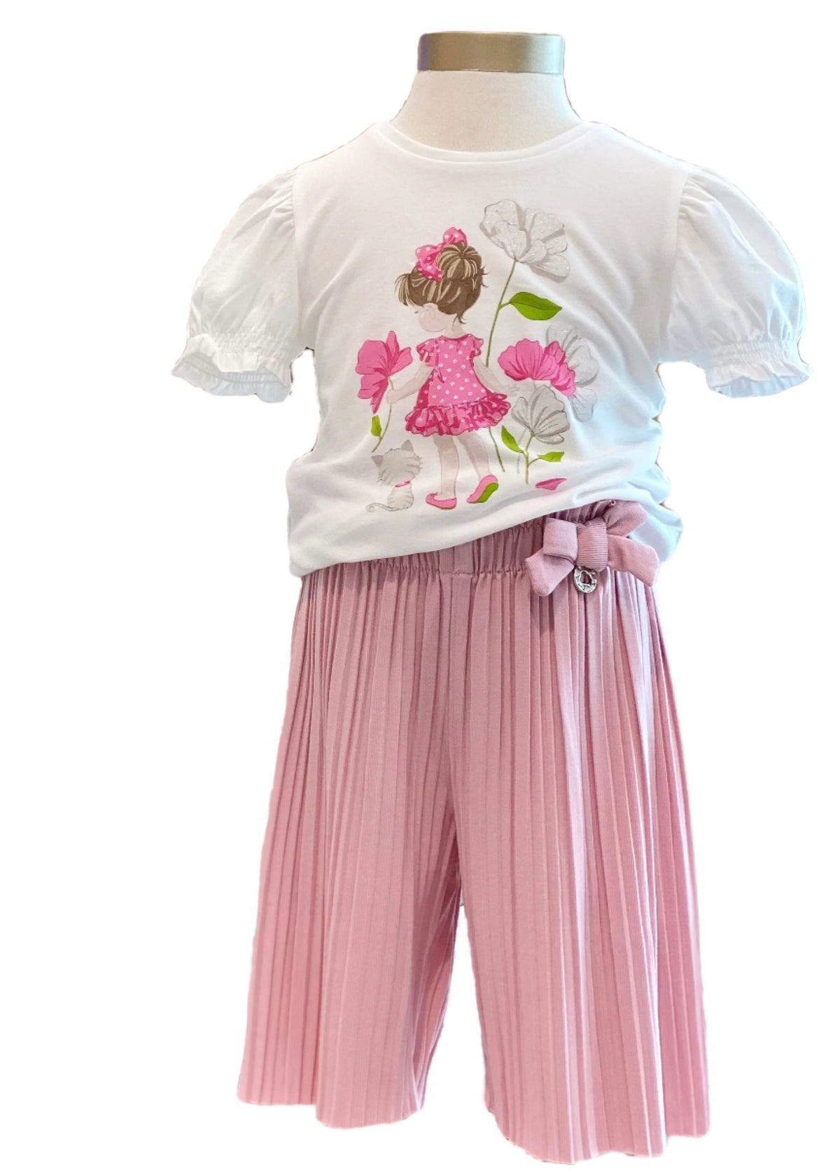 Lovely Girl Floral Top and Pleated Pants