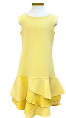 Yellow Ruffle Skirt Seam Dress