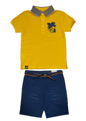 Mayoral Yellow Polo Shirt and Bermuda Short Set