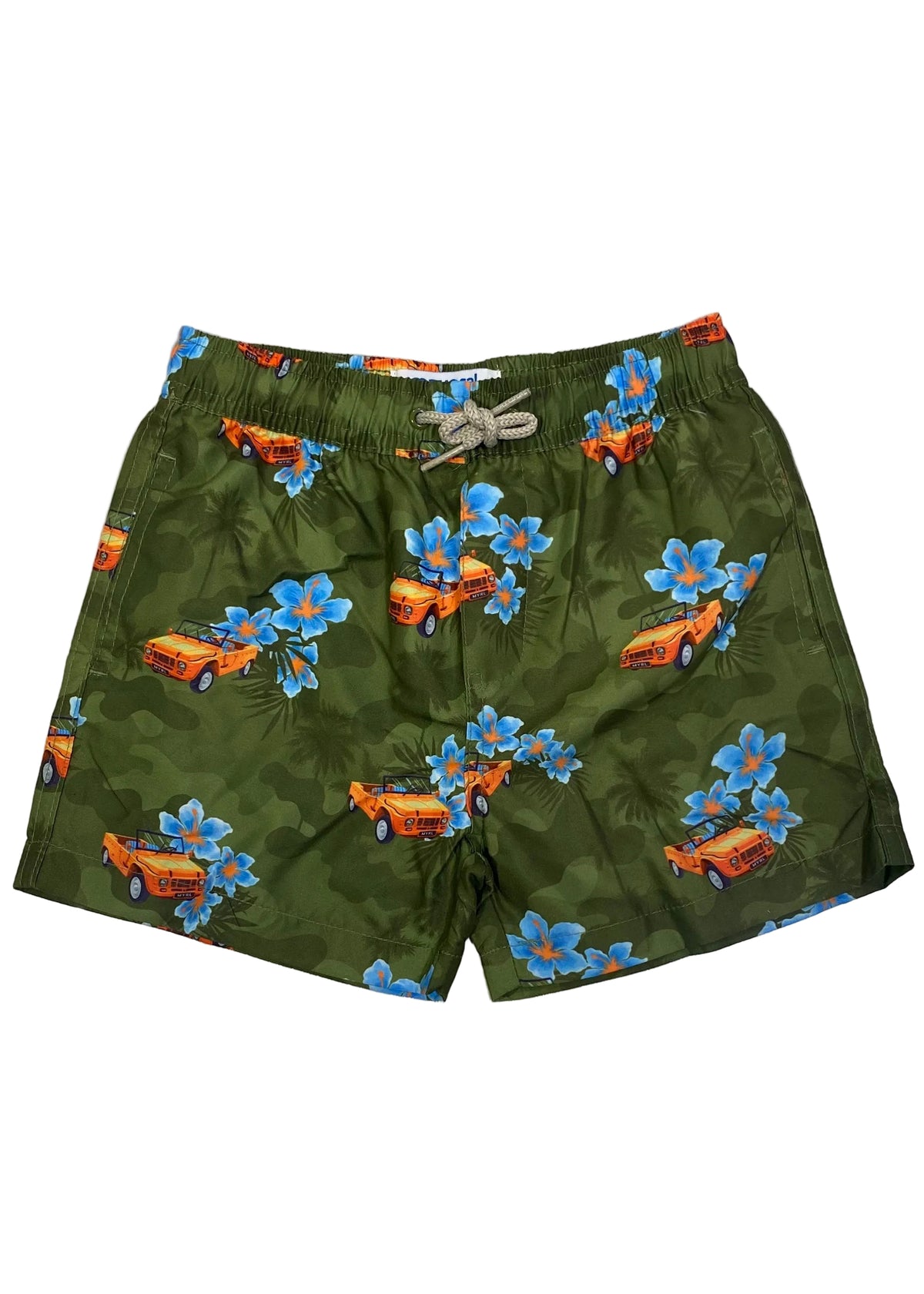 Mayoral Trucks and Blue Flowers Print Swim Short